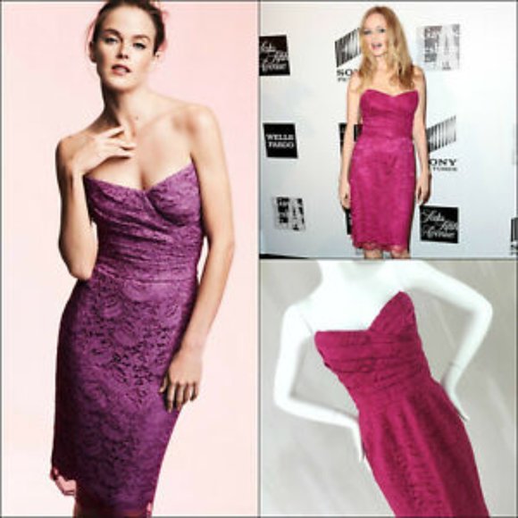 Dolce & Gabbana Fuchsia Lace Strapless Dress $2,350 IT40 US4 - Picture 3 of 15